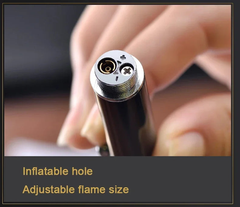 Creative Ball Pen Ligher Green Flame Torch Lighter Unusual Pen Portable Metal Butane Gas Cigarette Lighter Practical Gadget Gift