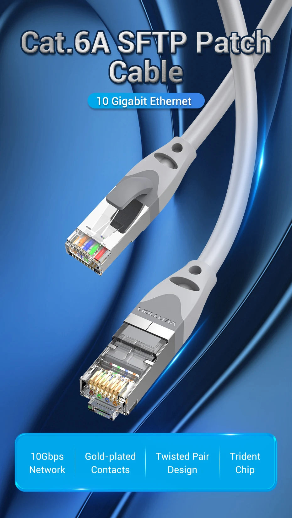 Cat6A Ethernet Cable 10Gbps RJ 45 SFTP Network Cable for PS4 Laptop PC Router ADSL PLC Servo Motor Lan RJ45 Patch Cord