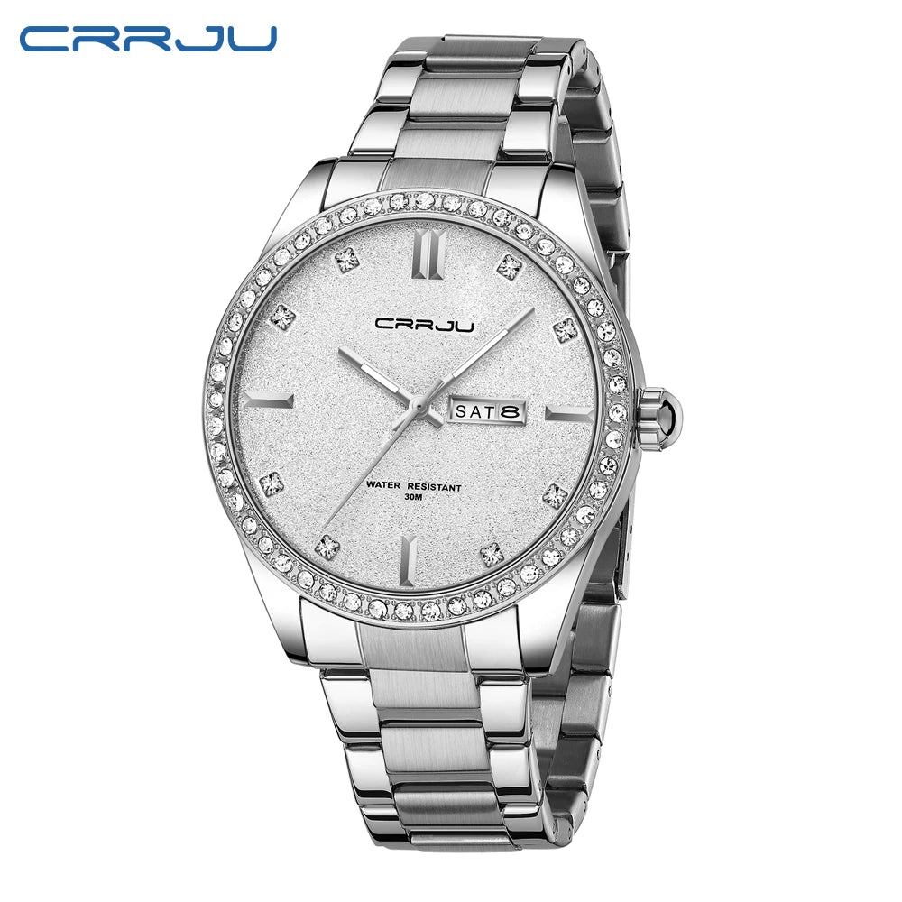 Men Watch Moissanite Diamond Luxury Brand Golden Dial Watches with Stainless Steel Band with Luminous Relogio Masculino