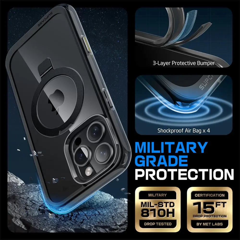 For iPhone 16 Pro Max Case with Camera Control Capture Button UB Mag Stand Series Slim Clear  MagSafe Phone Case