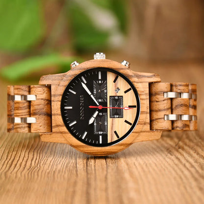 Wood Watch Zebra Multifunctional Luminous Lettering Custom