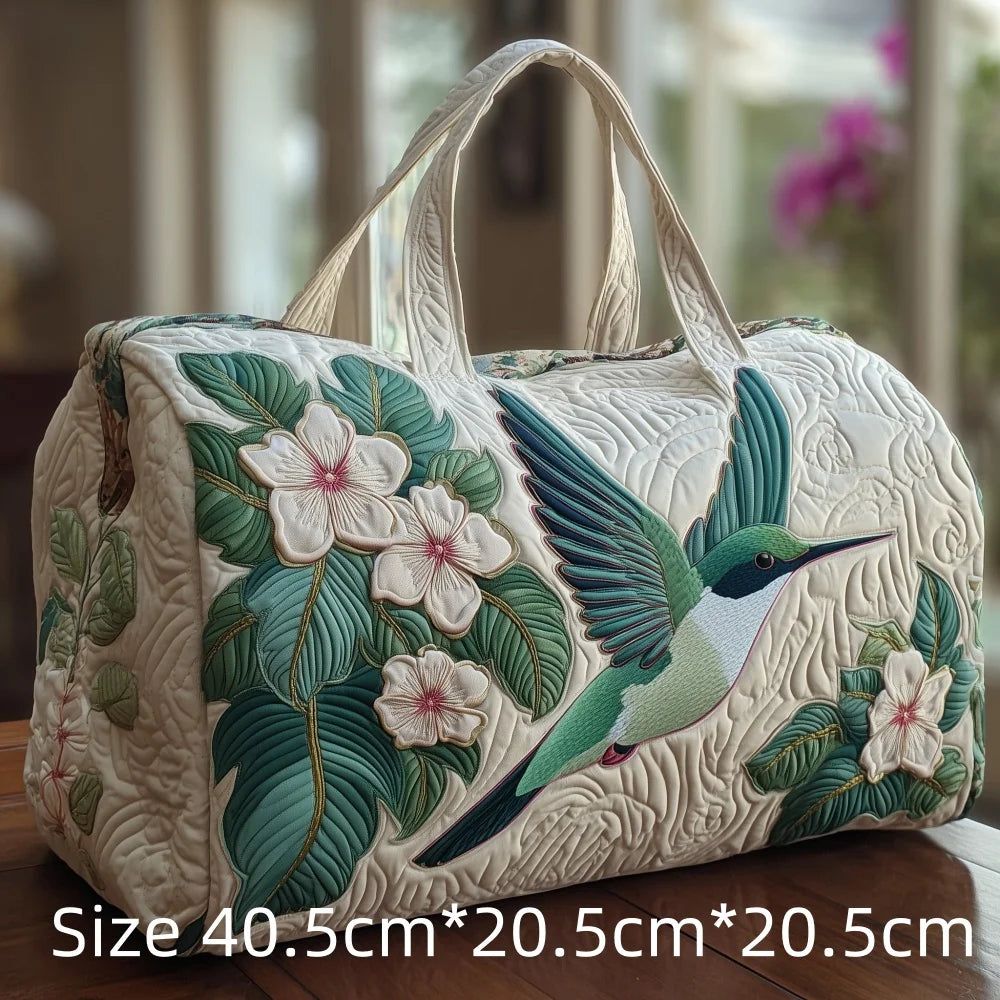 Trending Vintage 3D Quilted Travel Bag Cardinal Bird Floral Printed  Durable Weekend Gym Trip Beach Bag Carry on Tote for Women