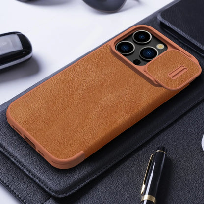 Luxury Flip QIN Pro Leather Case For iPhone 15 Pro Max Case Shockproof Camera Slider Protection Cover With Card Holder