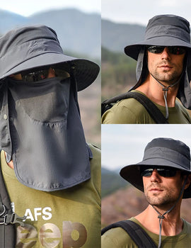Summer Quick Dryng UV Protection Fisherman Cap Face Neck Cover Outdoor Fishing Cycling Removable Men Visor Hat Women Bucket Hat