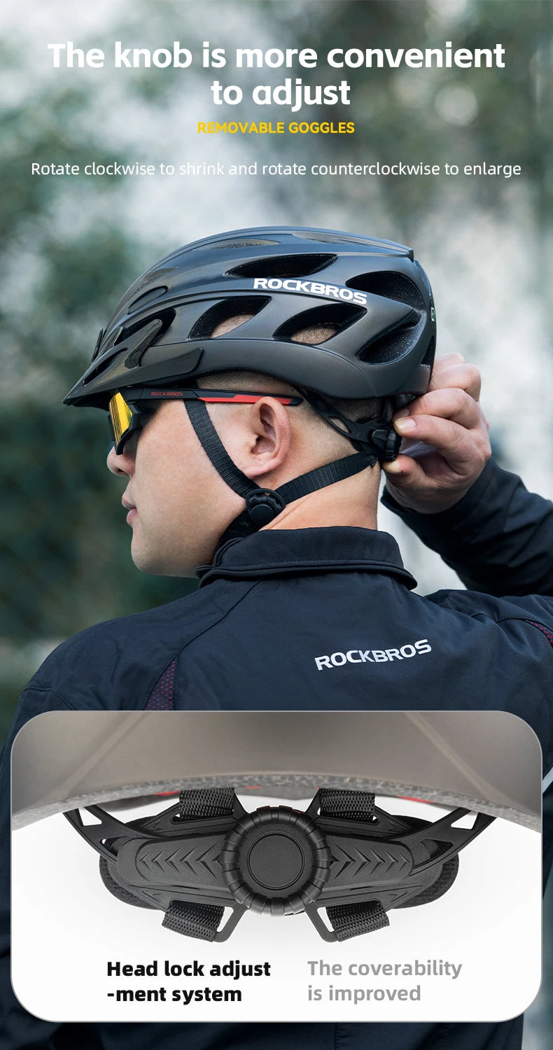 Cycling Helmet With Goggles Visor Brim Adults Riding Bike Helmet Breathable Ultralight MTB Road Bicycle Helmet