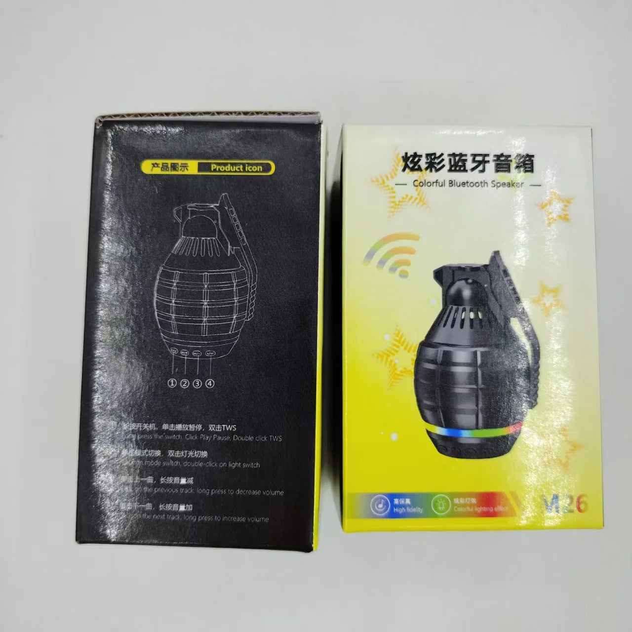 M26 Grenade Wireless Bluetooth Speaker Portable with FM Radio Bluetooth Speaker Outdoor Mountaineering subwoofer TWS/TF