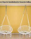 Nordic Style Round Hammock Swing Chair Safety Hanging Hammock Rope Hanging Garden Seat Beige Knitting Rope Swing Balcony Chair