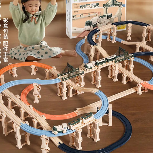 Electric Christmas Track Toy Set DIY Toys Puzzle Assembled Railway Track Building Block Track Toy for  Christma Gift