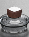 450ml Square Bottom Mountain Glass Teapot With Infuser Side Wooden Handle Tea Pot Puer Oolong Tea Maker Kungfu Tea Set