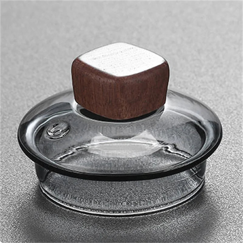 450ml Square Bottom Mountain Glass Teapot With Infuser Side Wooden Handle Tea Pot Puer Oolong Tea Maker Kungfu Tea Set