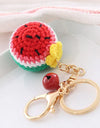 5 Pcs Handmade Weaving Keychain Wool Crochet Unique Knitted Pendant Keyring Strawberry Watermelon Orange Pendant Key Chain Gifts