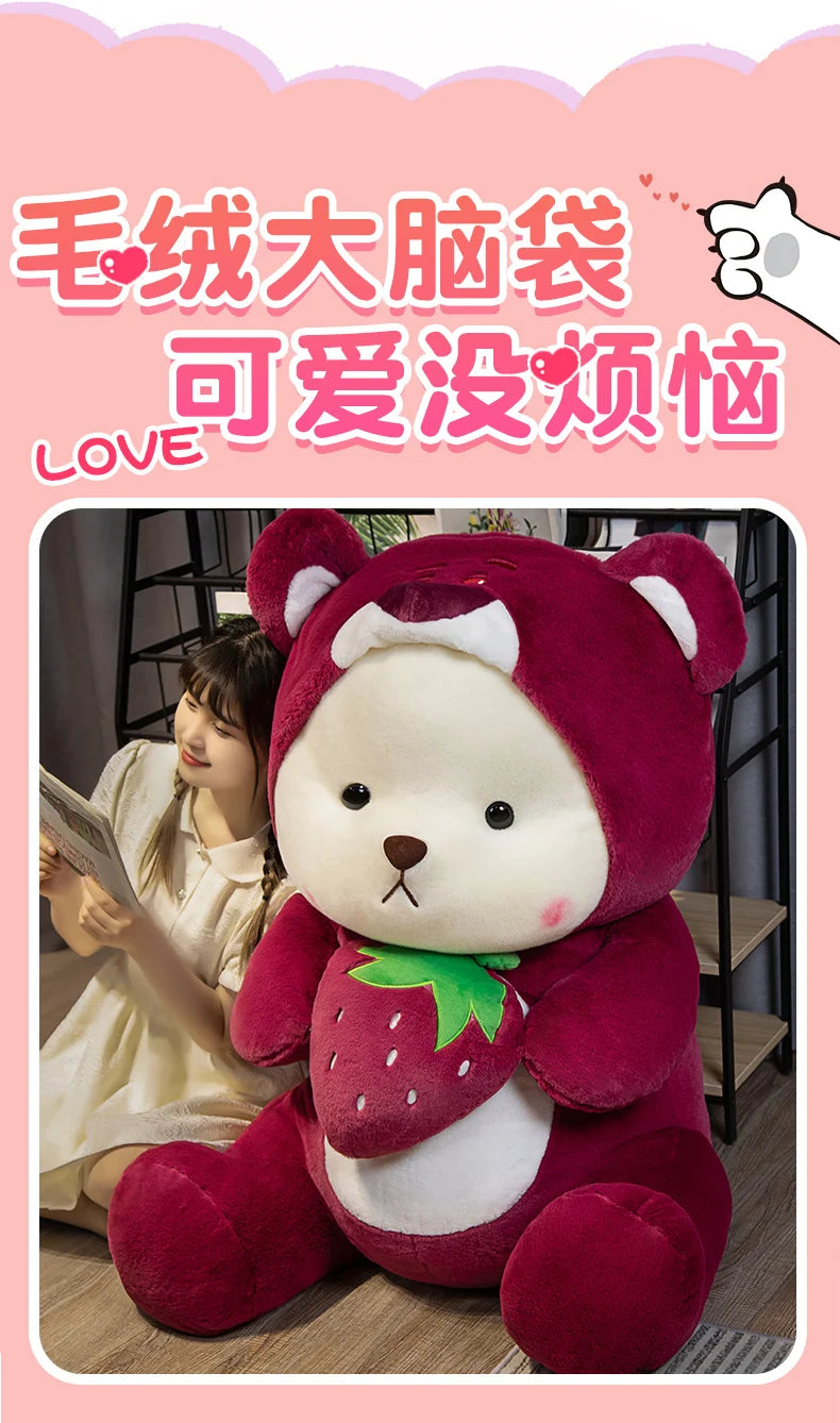 Pink Teddy Bear Plush Stuffed Animal with Cloth