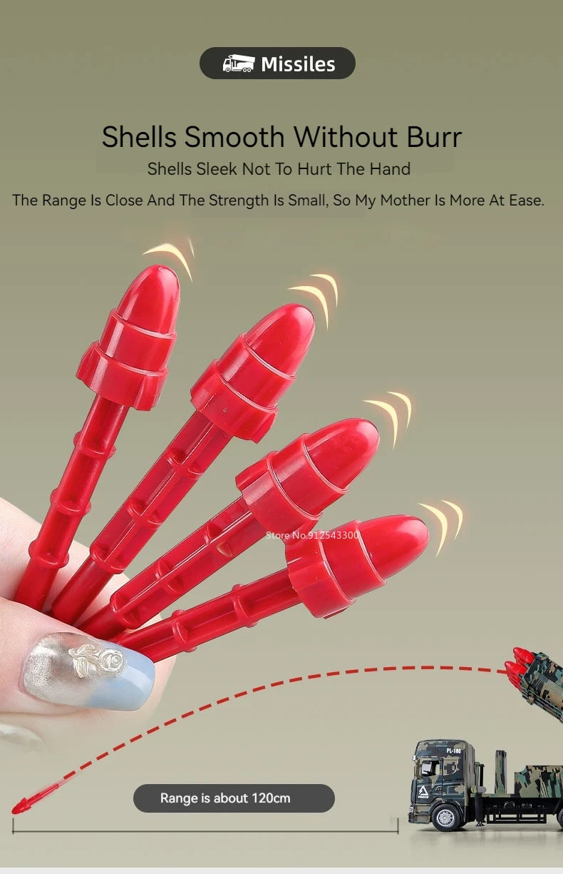 1/32 Missile Rocket Launcher Model Car Toy Metal Body Rubber Doors Opened Military Alloy Vehicle Models Ornaments Gifts for Boys