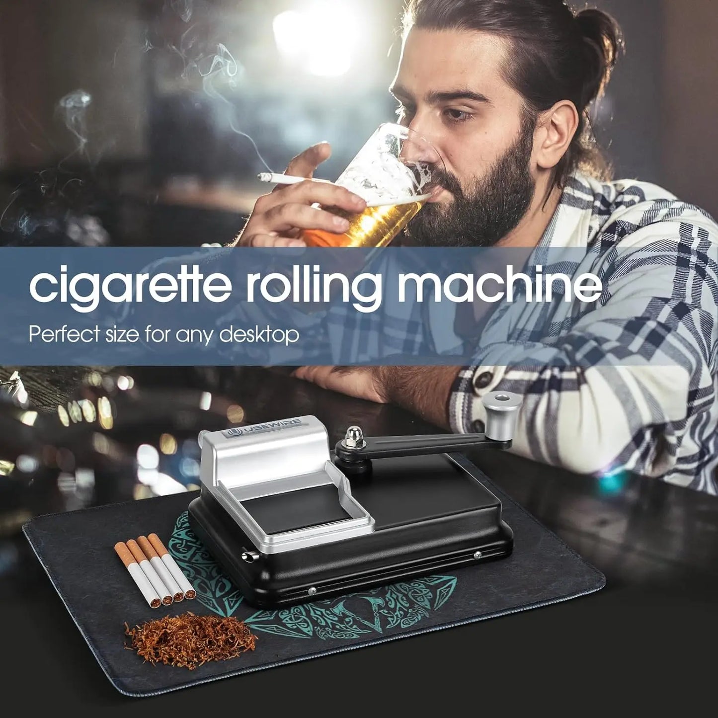 Portable Home Manual Tobacco Rolling Machine,Suitable for 0.31 Inch/8mm Diameter Pipes and Most Cigarette Tubes