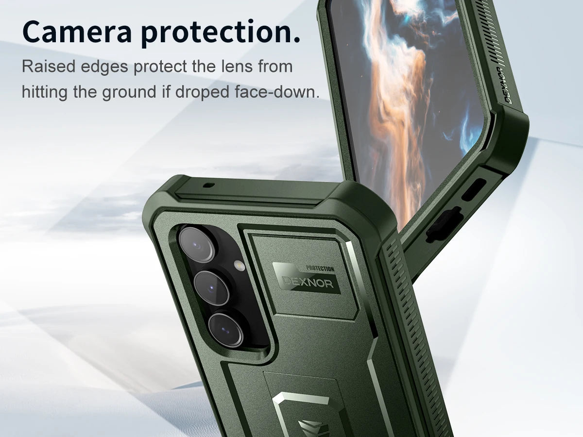 For Samsung Galaxy S23 FE 360 Full Body Bumper Military Grade Armor Shockproof Shell Case Bracket with Built in Screen Protector
