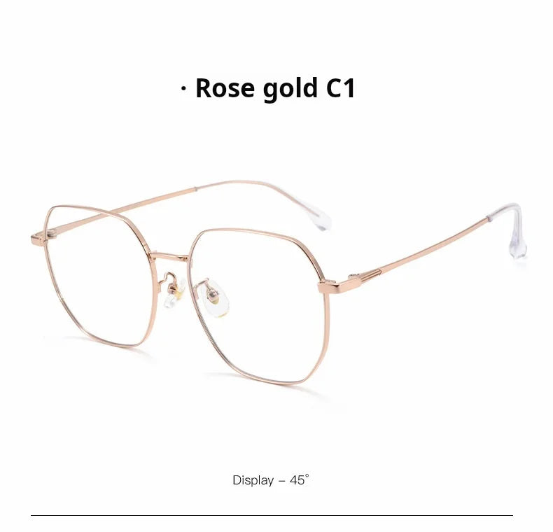 Retro Polygonal Lightweight Titanium Progressive Multifocal Prescription Glasses