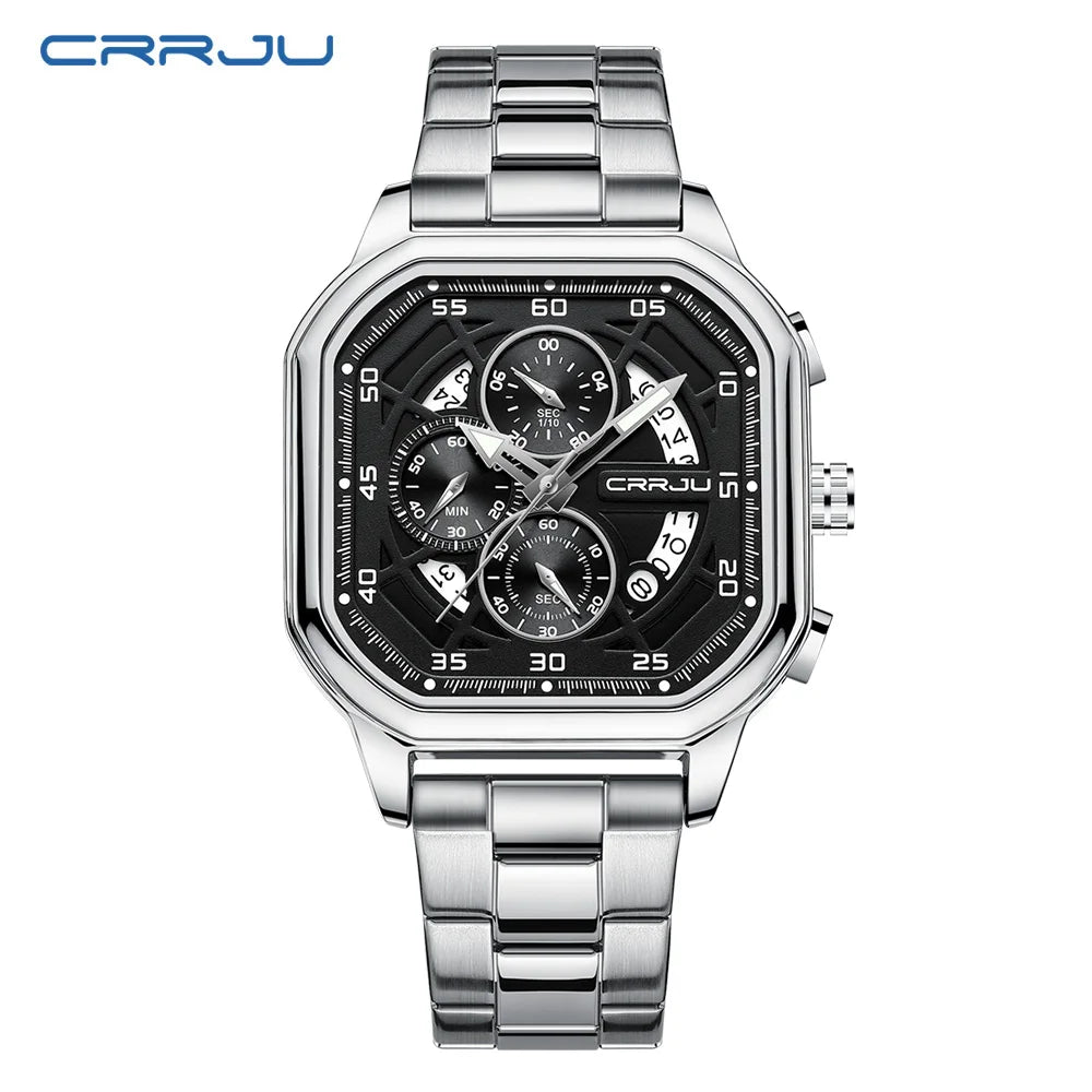 Men Watch Stainless Steel Chronograph Watches for Men Luxury Waterproof Date Analog Quartz Business Clock