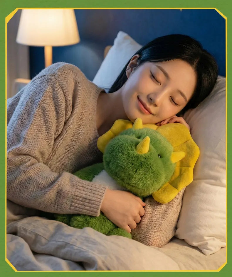 Green Triceratops Dinosaur Plush Stuffed Animal Pillow