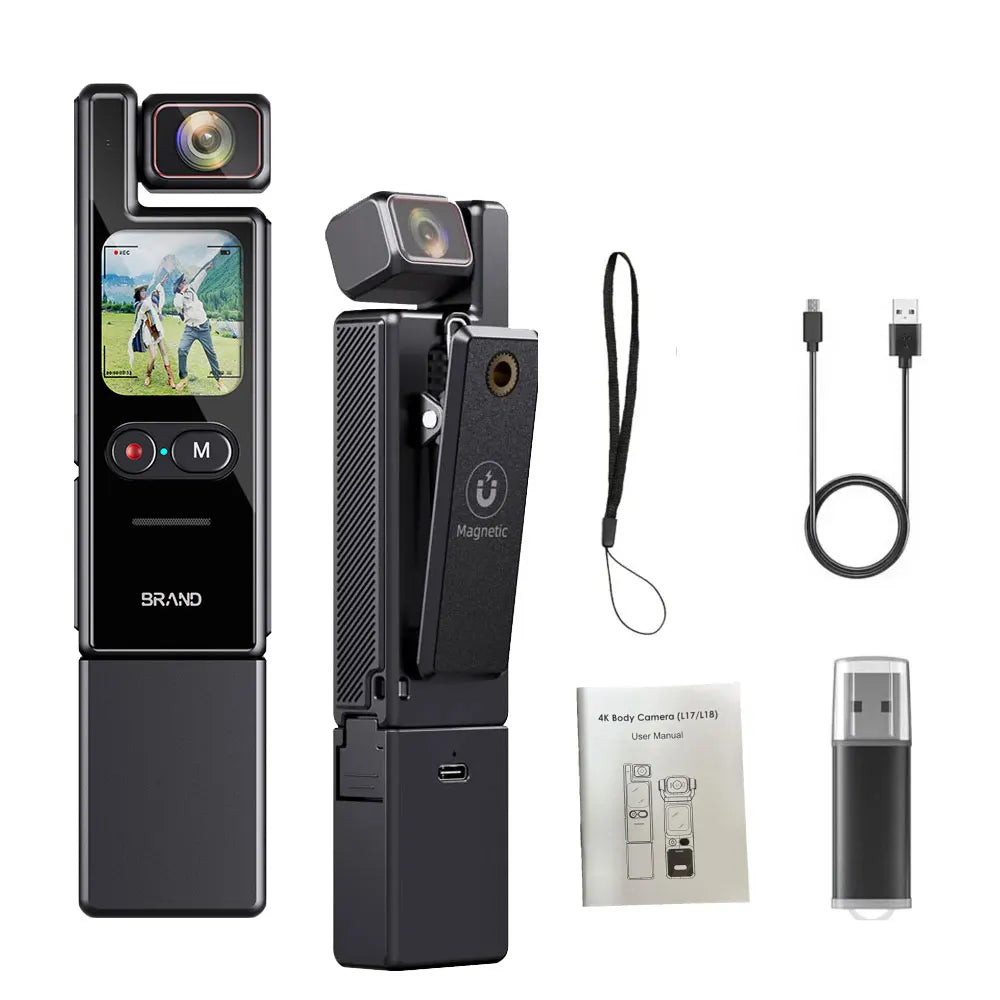 4K Pocket Action Camera with 4X Zoom Touch Screen Anti-Shake Waterproof Vlogging Sports Video Recorder