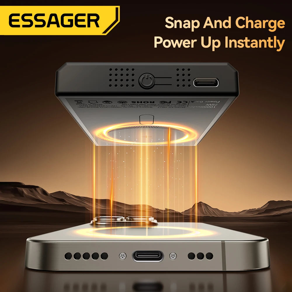 10000mAh Magnetic Power Bank 20W PD Wireless Fast Charging Slim Portable Charger for iPhone MagSafe