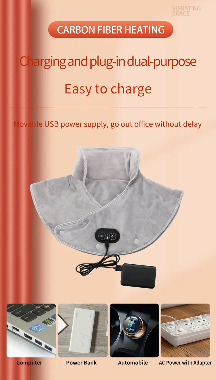 Electric Heating shoulder Neck Pad Massager USB Cervical Brace Wrap Thermal Compress Relieve Pain Fatigue Warm Back Brace Tool