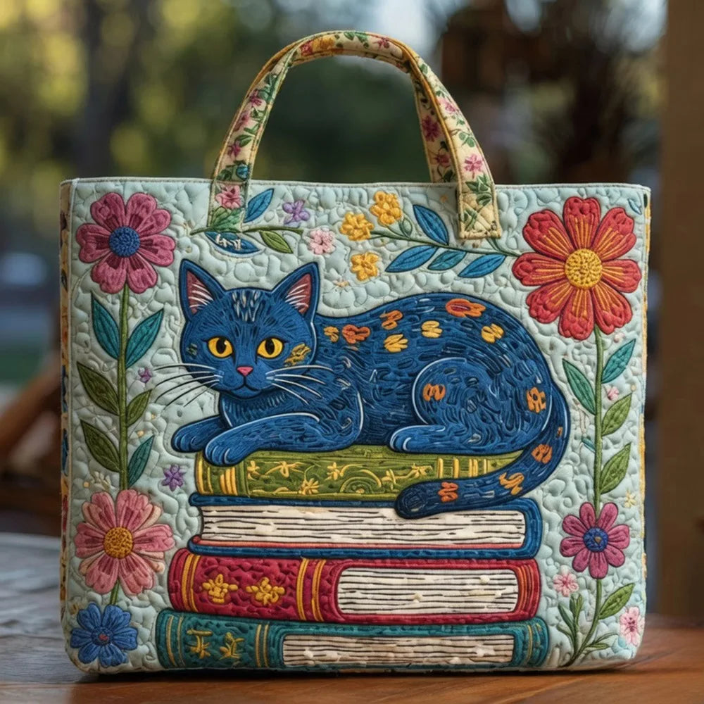 Vintage Quilted Canvas Tote Bag Large Capacity 3D Printed Shopping Handbag