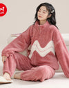 Women’s Winter Flannel Pajama Set – Warm Coral Fleece Loungewear with Cute Bunny Design