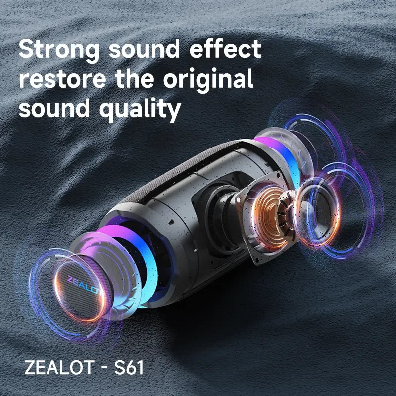 Portable Bluetooth Speaker Double Diaphragm Wireless Subwoofer Waterproof Outdoor Sound Box Stereo Music Surround