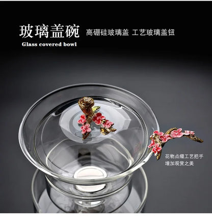 Heat-resistant glass tea set magnetic water diversion rotating cover bowl semi-automatic tea maker lazy teapot Kungfu tea set