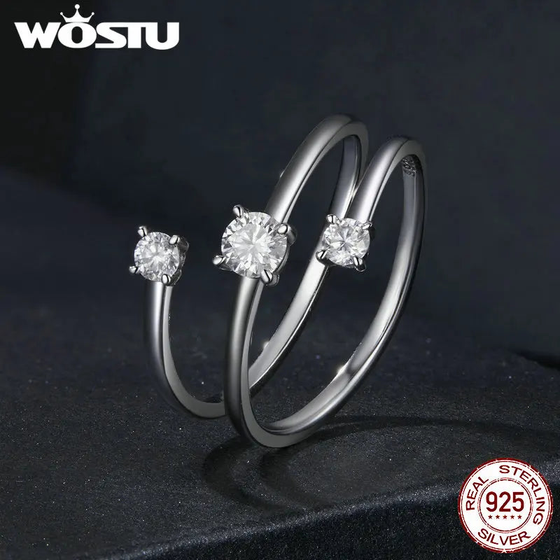 Three layer 0.5 CT Moissanite Coiled Ring 925 Sterlin Silver D Color Moissanite Stackable Promise Wedding Ring