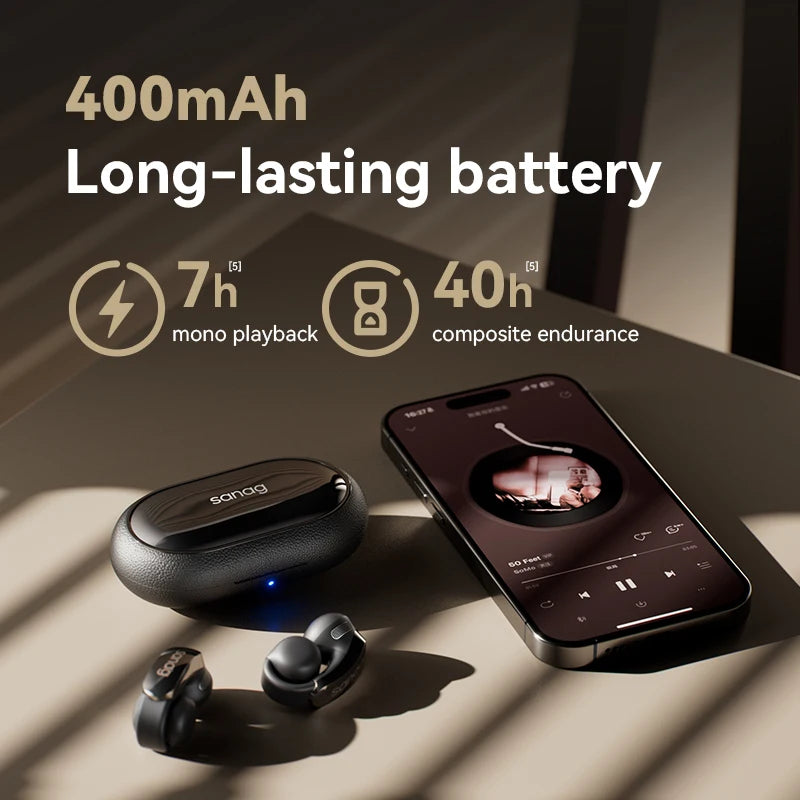 S9S AI Free Clip OWS Headphones Bluetooth 5.4 Earphones AI Assistant Wireless Headset IPX4 Stretchable Ear Bridge