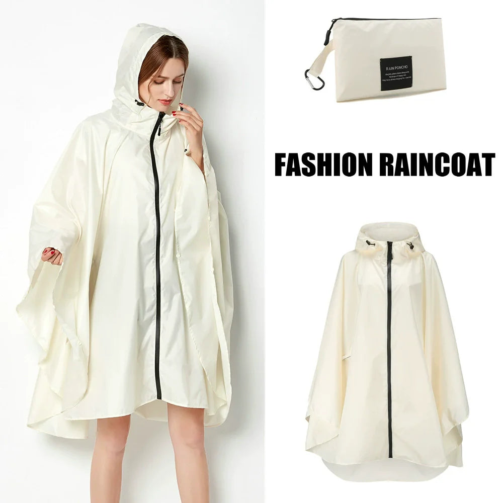 Lightweight Breathable Waterproof Rain Poncho with Belt and Storage Bag