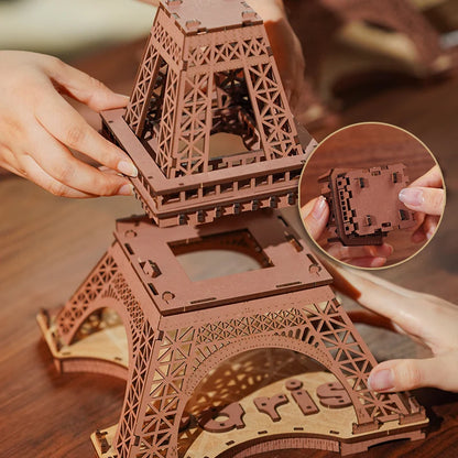 3D Wooden Puzzle Game Night of the Eiffel Tower