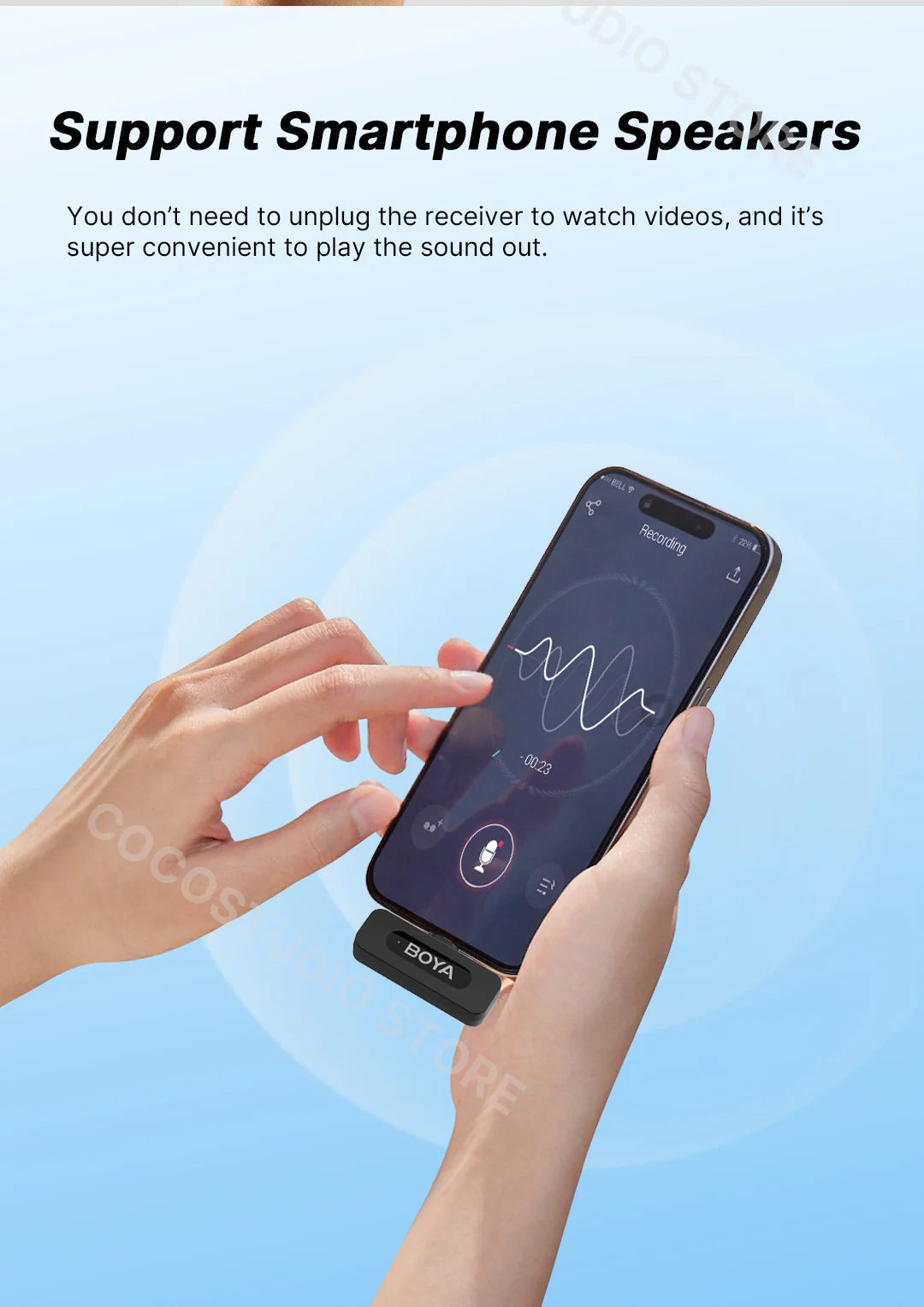 BY-V3 Wireless Lavalier Microphone for iPhone 15/16 Series Samsung DJI Pocket 3 Type-c Smartphones Cameras Video Recording