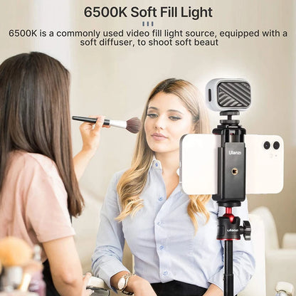 6500K Ultra Mini Rechargeable LED Video Light Adjustable Vlog Light for YouTube Selfie Live Type-C Charging Light