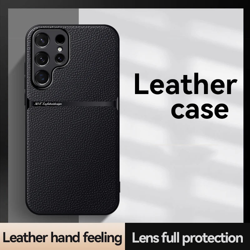 Car Holder Leather Shockproof Phone Case For Samsung S25 Ultra S23 S24 Ultra Plus Cover