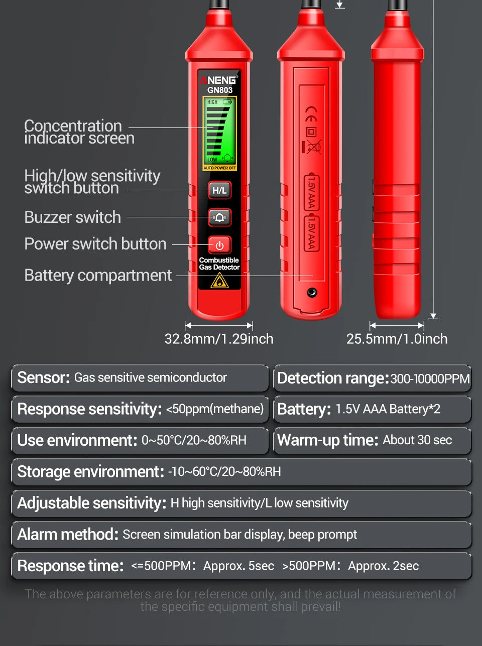 Handheld Gas Leak Detector Methane Combustible Gas Testers Portable Gases Concentration Analyzer Meter Leakage Tools