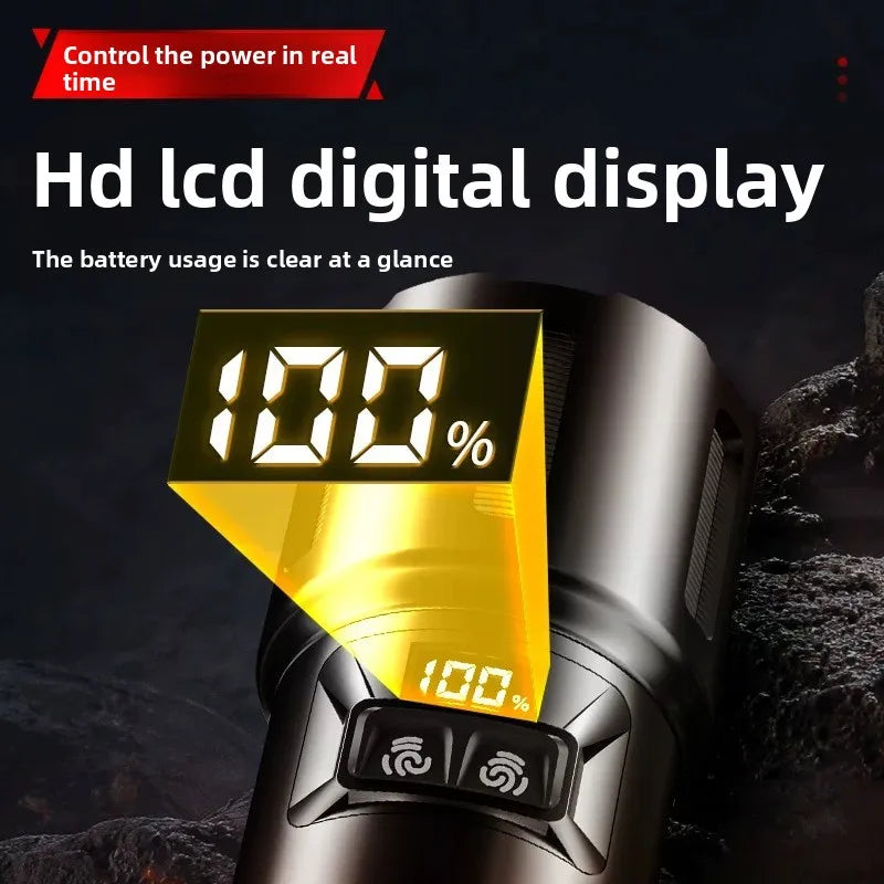 2-in-1 XHP360 High Power Tactical Flashlight Rechargeable Zoom Torch with Camping Light Power Bank Safety Hammer