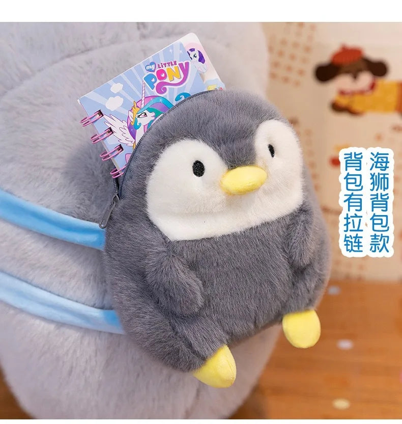 Kawaii Stuffed Doll Plush Toy Cute Penguin Backpack Sloth Seal for Kids Birthday Xmas Gift Soft Cuddly Animal Plushie