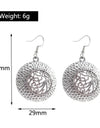 Statement Bohemian Vintage Ethnic Big Round Drop Earring Long Carved Flowers Drop Earrings For Women