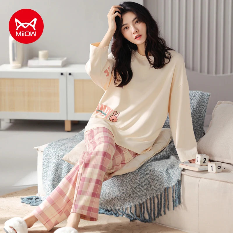 Women’s 2-Piece Pajama Set – Long Sleeve Top & Pants, Loose & Comfortable Winter Loungewear