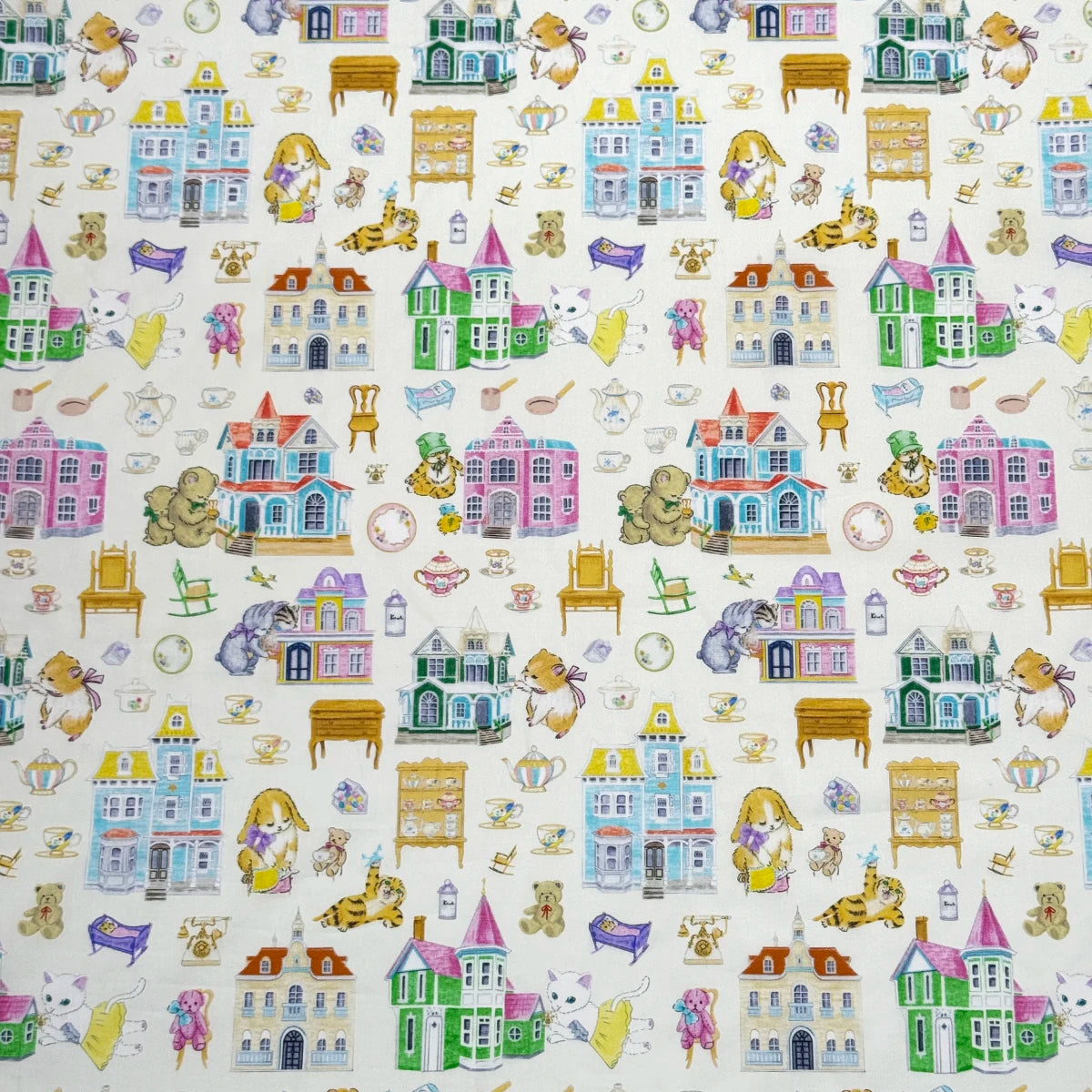 100% cotton Hokkoh-Doll house Milky tana lawn fabric 80s Poplin printing Sewing fabric Making Dress Clothing Handmade DIY Cloth