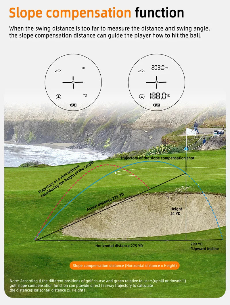 Rechargeable Golf Laser Rangefinder 1200m With Slope Adjustment Flag Lock And Vibration