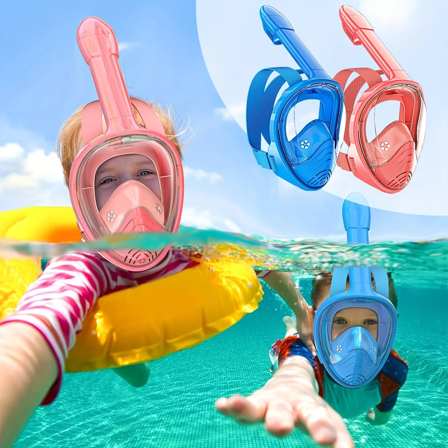 Snorkel Mask  Anti-Fog Leak-Proof Soft Silicone Design Easy to Wear Diving Mask Underwater Scuba Full Face  360° Panoramic