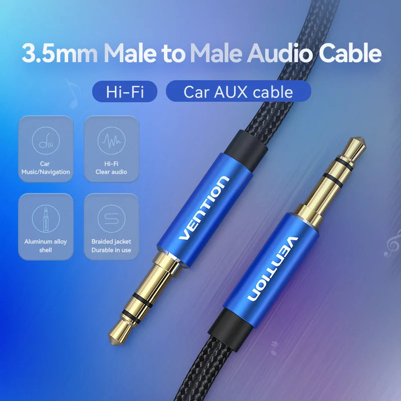 Aux Cable 3.5MM Jack Male to Male 3.5mm Audio Cable Jack for JBL Headphones Xiaomi Oneplus Speaker Cable Car Aux Cord