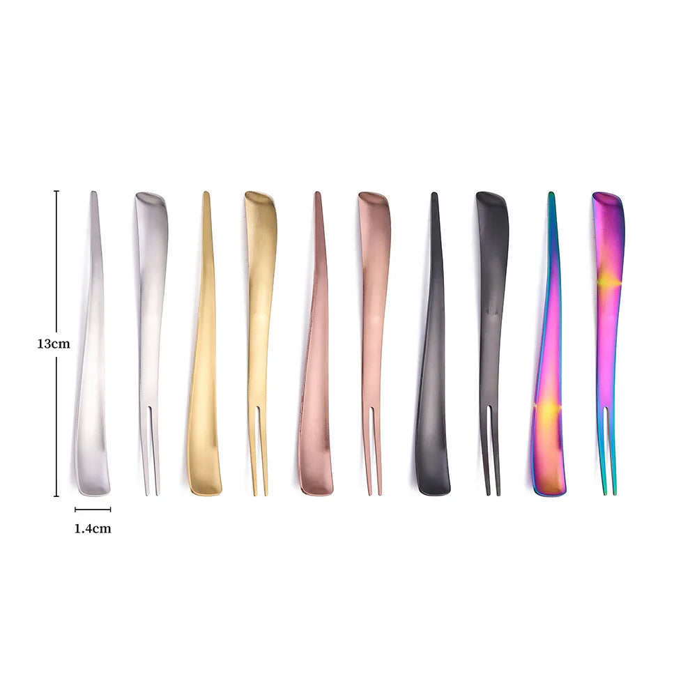 2in1 Fruit Fork 304 Stainless Steel Dessert Fork Food-grade Mixing Spoon Mini Fruit Stick Perfect for Cake Fish Coffee Ice Cream