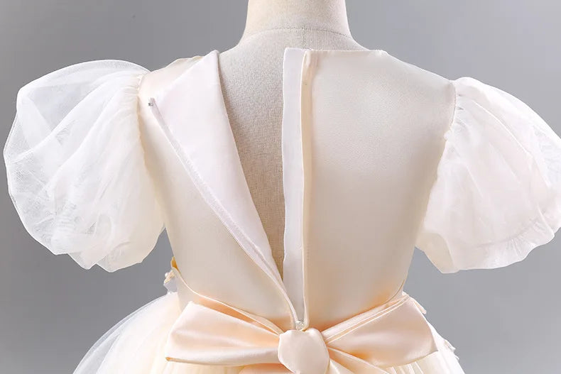Princess Dress for Girls Elegant Long Tulle Gown  Flower Girl Wedding Dress, Birthday Party Gown, Pageant Costume
