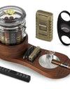 Cigar Humidor, Solid Wood Cigar Ashtray & Acrylic Cigar Jar Kit with Cigar Cutter, Humidifier and Dropper, Holds 18-20 Cigars