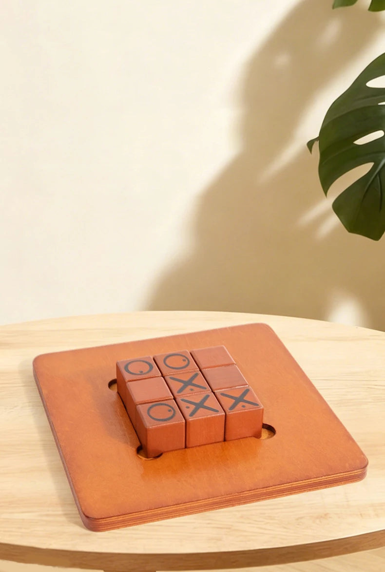 Wooden Push and Shove Tic Tac Toe Strategy Game