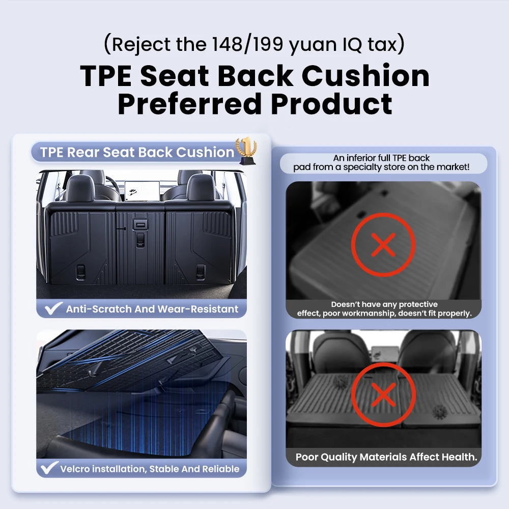 Rear Seat Backrest Protection Mat for Tesla Model Y Juniper 2021 2025 TPE Cargo Seat Cover